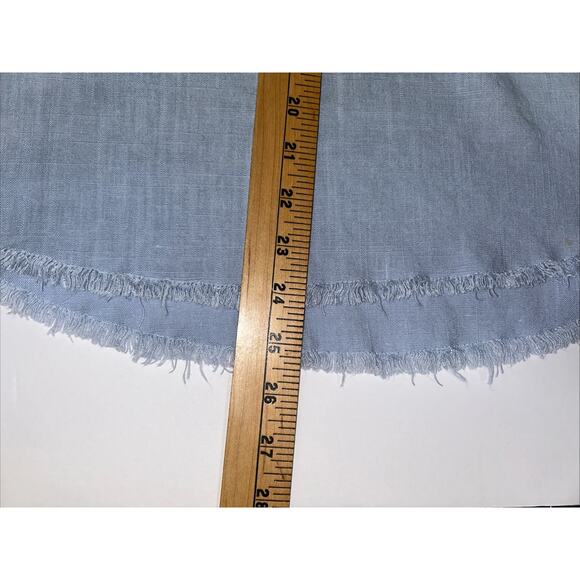 Umgee Linen Blend Top Womens S Blue Cap Sleeve Raw Frayed Hem Boho Round Neck - Picture 7 of 7